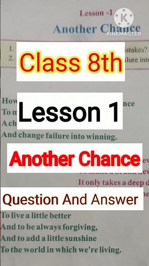 Class-8th Lesson-1 Another Chance English Question And Answer @StudyWithPragya