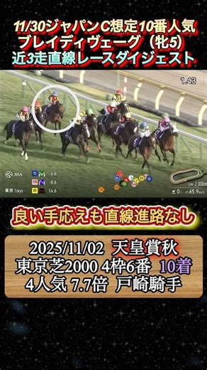 【ブレイディヴェーグ】 ジャパンC想定10番人気！近3走ダイジェスト #競馬 #ジャパンカップ #ブレイディヴェーグ #shorts