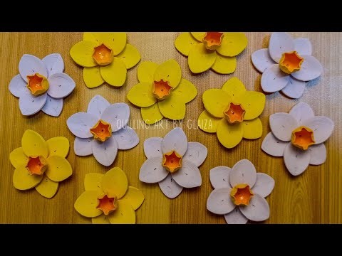 HOW TO MAKE QUILLING DAFFODIL FLOWERS | STEP BY STEP TUTORIAL | HANDMADE PAPER CRAFT