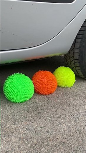 Crushing Crunchy & Soft Things by Car EXPERIMENT: CAR vs Doodles Balls #shorts