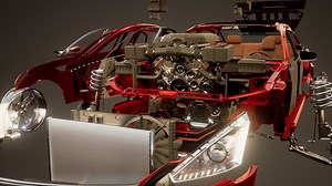 Disassembled Car with Visible Parts