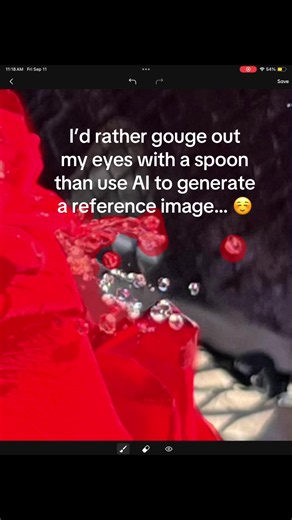 Never have used AI, never gonna! Splicing together a few of my own photos plus some doodling on procreate and I’m golden! It’s not wasted time because it helps me actively practice using editing tools I’ll need in my art career! ✂️🎞️📸 #antiai #noai #smallartist #reference #realart