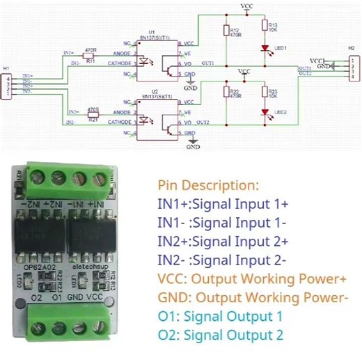 Logic Level Converter Board with isolation OP62A02