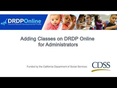 Adding Classes in DRDP Online for Administrators
