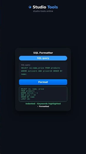 Format and tidy your SQL query fast