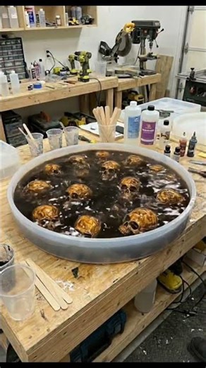 Making the Ultimate Glowing Skull Epoxy Resin Table! #SkullArt #GothicDecor #shorts #SkullDecor