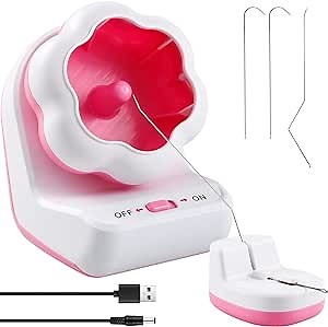 Electric Clay Bead Spinner with Base, Clay Bead Spinner for Bracelet Making Kit with 2 Needles Fast Beading Bead Spinner Machine Effortless Electric Bead Bowl Spinner for Jewelry Making DIY