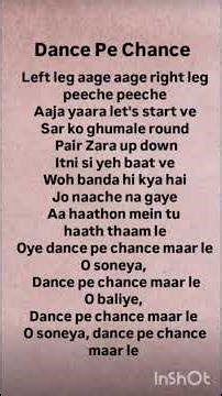 Dance pe Chance song . #lyrics