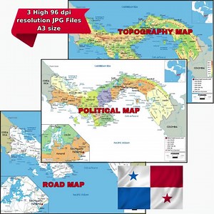 Panama Political Map   Topography & Road - Etsy