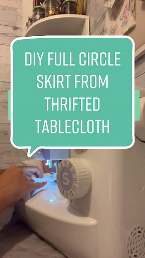 An EASY way to get a full circle skirt from #thrifted circle tablecloths! #sewingtiktok #beginnersewing #sewingdiy #beginnersewingtips #sustainablefashion #slowfashion #thriftflip #sewingskills #sewwithme #diyproject