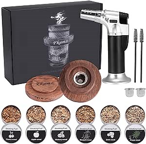 Whiskey Smoker Kit with Torch, Cocktail Smoker Kit-6 Flavors Wood Chips Old Fashioned Drink Smoker Gift for Men (No Butane)