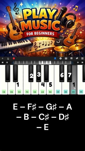 E Scale Easy Piano Tutorial 🎹 | Beginner Finger Practice | #Shorts | Play Music For Beginner