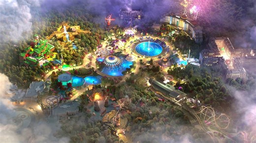 See drone footage of Universal Epic Universe
