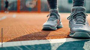 Close-up of basketball player's feet on court, showing dynamic movement and sportswear. Stock Video