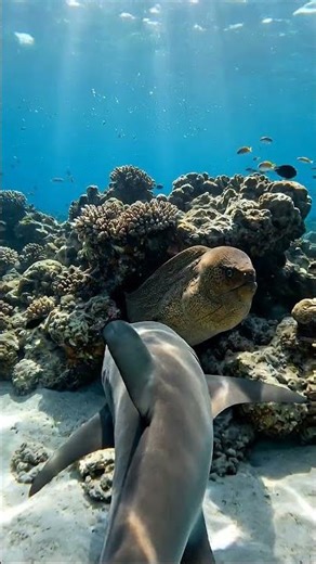 Shark vs Giant Moray Eel: The Underwater Showdown 🦈⚔️🐍 #Shorts