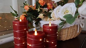 Da by LED Kerzen, LED-Sternenhimmel-Lichterkette, mit 11-Tasten-Fernbedienung, 24-Stunden-Timer-Funktion, tanzende Flamme, echtes Wachs (rot)