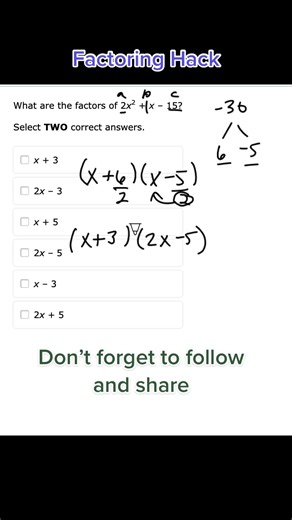 #algebra1 #EOC #test #STAAR #MATHHACK #fyp #passthetest #factoringquadratics