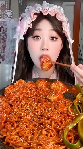 Sticky Spicy BullDog Noodles Eating & Mukbang 🔥 #asmr #shorts