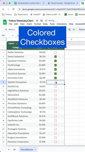 🎨 Colorful Checkboxes with Conditional Formatting! #googlesheets #checkboxes #spreadsheettips