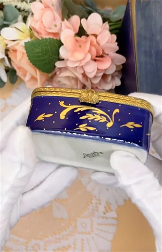 Vintage Limoges Trinket Box: Cobalt Blue Floral Porcelain Jewellery Casket - Etsy