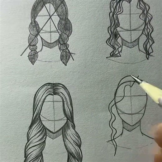 How to Draw hair. long and curvy #art #Drawing #shorts