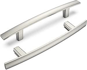 homdiy 30 Pack Solid Heavy Duty Zinc Alloy Cabinet Handles, Brushed Nickel Cabinet Pulls, 3-3/4 Inch Hole Center Arch Drawer Pulls Modern Hardware for Kitchen Bathroom Cupboard