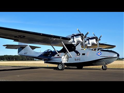 Flight In PBY-5A Catalina Flying Boat Seaplane N9767 Soaring by the Sea