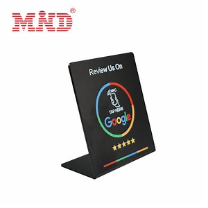 [Hot Item] Cheap Google Review Card NFC Stand 13.56MHz PVC NFC Display Stand with Qr Code Printing, NFC Menu for Order