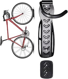 Dirza Bike Wall Mount Rack with Tire Tray - Vertical Bike Storage Rack for Indoor,Garage,Shed - Easy to install - Great for Hanging Road,Mountain or Hybrid Bikes - Screws Included - 1 Pack