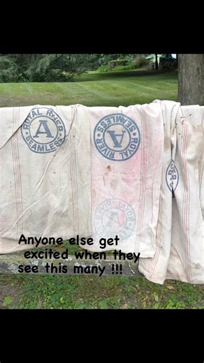 Today’s auction.. would you look at these beauties. I know everyone’s happiness is different. But these.. well .. let’s say they made me smile. #estate #auction #grainsacks #bags | Gingerchickrehab