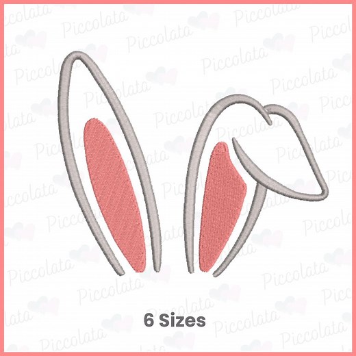 Bunny Ears Embroidery and Applique Design - 2 in 1 Easter Machine Embroidery Pattern - Rabbit Ears Outline & Applique - Instant Download - Etsy