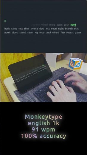 Monkeytype speed typing challenge (91 wpm)