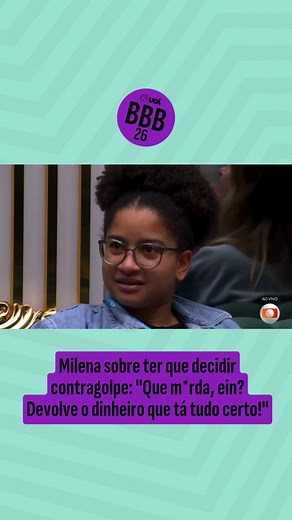 TIA MILENA NÃO DEIXA PASSAR NADA!!! Quando Tadeu contou que o botão que ela apertou daria a ela o poder de decidir de quem seria o contragolpe, a pipoca soltou: