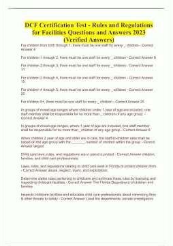 DCF Certification Test Rules and Regulations for Facilities Questions and Answers 2023 Verified Answ