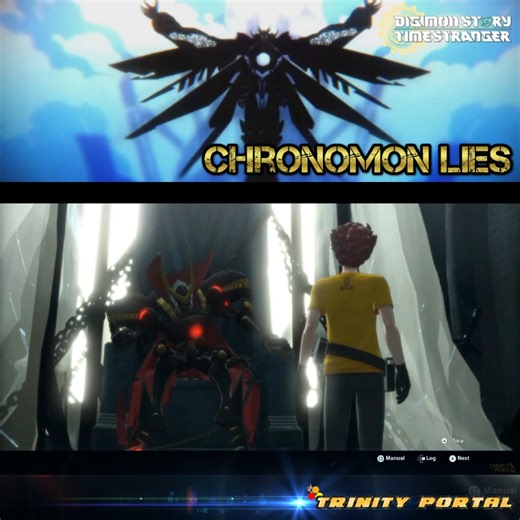 Digimon Story Time Stranger - Chronomon Lies Using the power of Akashic record, Agent time travel back to unreveal the truth behind the plutomon transformation and able to stop the mystery digimon! Here Plutomon avoid his demise and he reveal the truth behind the titan invasion and the fake hero chronomon! #DigimonStoryTimeStranger #TimeStranger #digimon | Trinity Portal