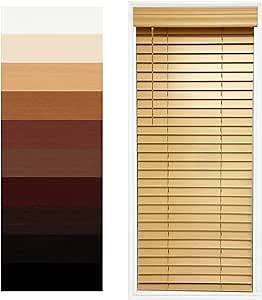 TailorView Customizable Wood Horizontal Cordless Window Blinds - 2 Inch Slats - Natural (Pine,) Outside or Inside Mount, Cordless