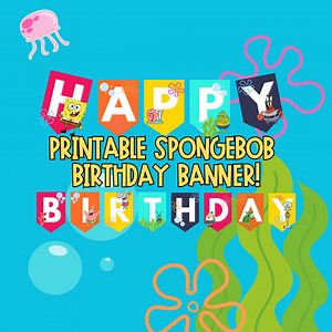 Spongebob Birthday Banner | Printable Happy Birthday Sign | Kids Party Decor | Under the Sea Theme - Etsy