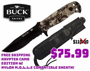 Buck Knives 822 Kryptek Highlander Fixed Blade $75.99 FREE Shipping