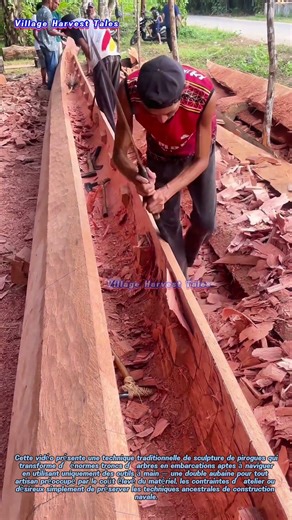 Technique traditionnelle de sculpture de pirogues qui permet de creuser des troncs sans outils