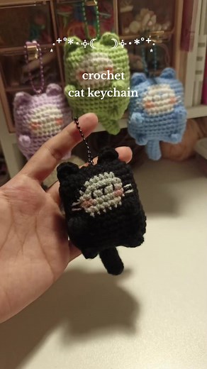 ✧･ﾟ: * crochet cat keychain ♡ watch me crochet this cat keychain for an order! ☆ ೀ 155 pesos each ೀ available on tiktok shop! ❀ ೀ pattern by @xuxucrochet ♡ ೀ dm me for order inquiries! tags: #crochet #cat #crochetkeychain #catkeychain #fyp