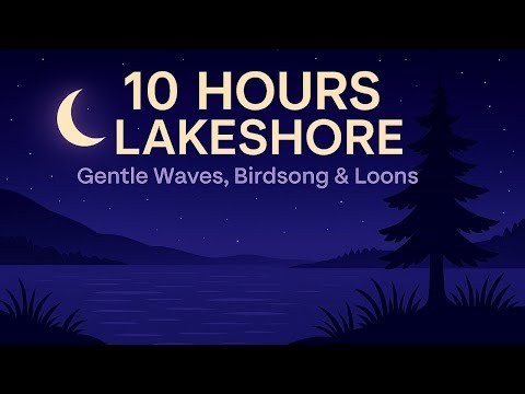 10 HOURS of LAKESHORE AMBIENCE Gentle Waves, Birdsong & Loon | BLACK SCREEN
