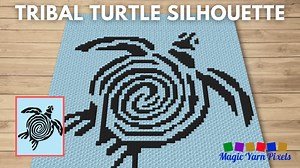 FREE GRAPH Tribal Turtle Silhouette C2C & Tapestry Crochet Pattern Magic Yarn Pixels