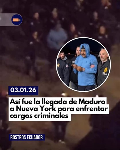 Rostros Ecuador on Instagram: "¡LLEGÓ MADURO A ESTADOS UNIDOS PARA ENFRENTAR LA JUSTICIA! 🚨 En una operación relámpago liderada por el ejército de los Estados Unidos en Caracas, Nicolás Maduro fue capturado y trasladado a Nueva York para enfrentar cargos por narcotráfico. En imágenes de cadenas internacionales muestran a Maduro cojeando. La intervención militar, que empleó más de 150 aeronaves para neutralizar las defensas locales, fue ejecutada por la administración de Donald Trump."