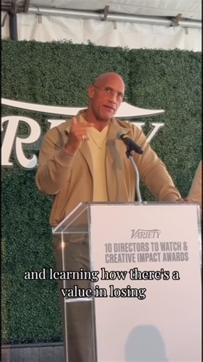 Dwayne Johnson on Instagram: "Thanks to everyone in this room for listening to my acceptance speech with such open hearts. I felt it 🤎 We’re all going through something. Radical empathy. Grace and lessons in our losses. And the thing we run from will always pursue us. But the moment we stop, turn around and face it ~ that’s the moment it transforms us. #palmspringsfilmfestival #artistimpactaward #smashingmachine @variety"