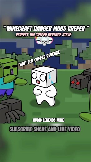 Minecraft danger mobs Creper #minecraftshorts #animation trolface edit #Skull song Steve