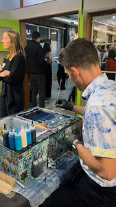 We had a great time at a private event in San Francisco 😁 remember you can book Dom for your private events and parties! Please email info@domchidesigns.com for details. #domchi #watermarbling #marbling #ebru #work #arthat #marblinghat #marblingart #marblingartist #marblingstudio #hustle #customhats #hats #oneofakind #unique #artfashion #art #oneofakindhat #suminagashi #trees #airbrushed #oneofakind #shrinkitshrinkit | Dom Chi Designs