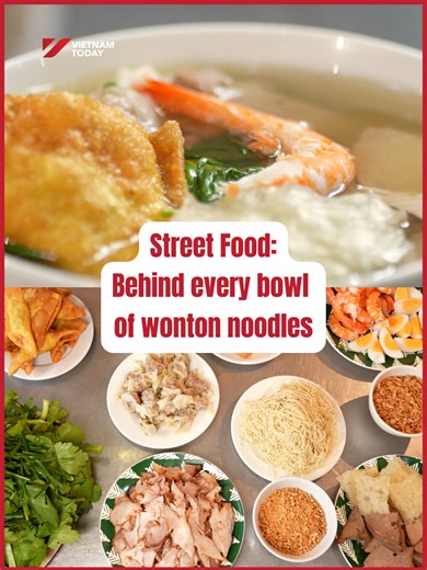 A humble bowl of wonton noodles, elevated by craft, history, and local flair. From springy noodles to delicate dumplings and a clear, fragrant broth, this dish carries stories of migration, adaptation, and everyday life on Hà Nội’s streets. 🍜 👉 Watch the full StreetFood episode on our website to discover the flavours behind the bowl. #VietnamToday #streetfood #wontons #crafts #cuisine