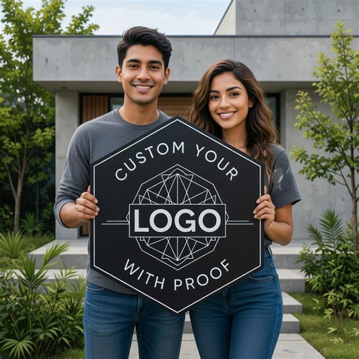 Custom Hexagon Logo Metal Sign With Proof, Personalized Business Wall Sign, Modern Branding Decor Gift - Etsy