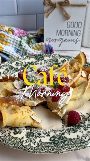 Soft Ricotta Crepes with Fresh Raspberries | Quiet Morning Cooking Vlog | Cafe Morning Ep. 1