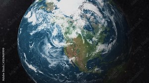 Earth zoom to North America satellite view 3d animation